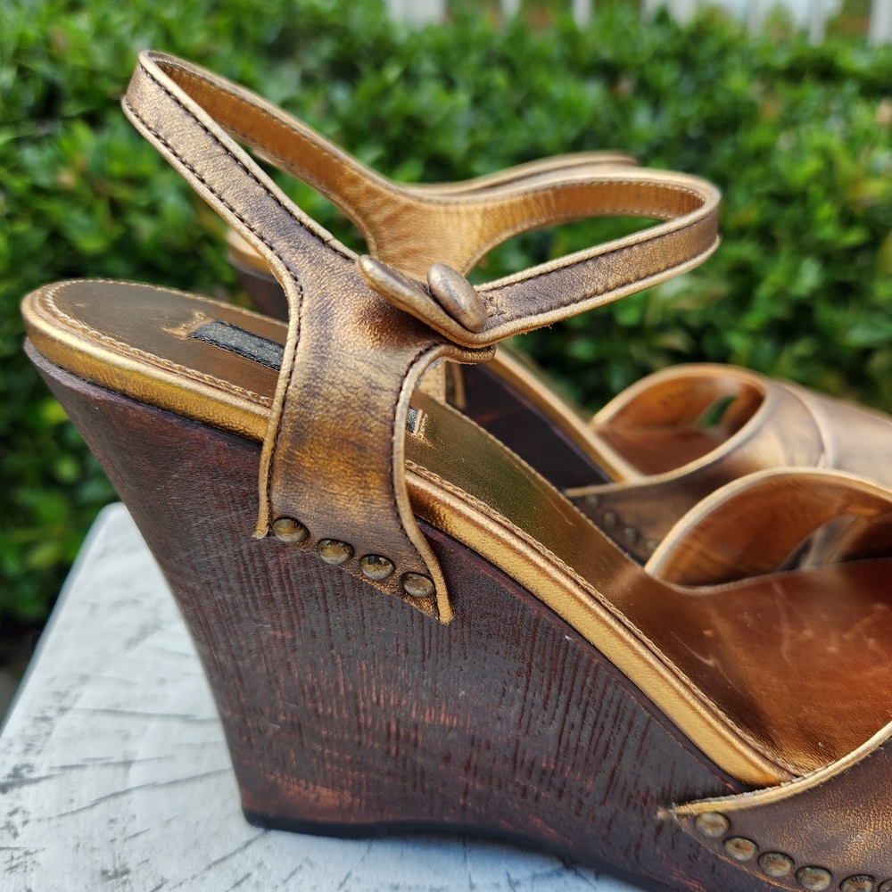 Prada Gold Bronze Wedge Size 37 - Picture 5 of 15
